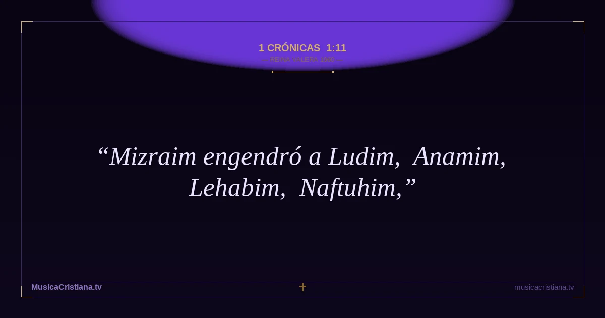 1 Crónicas 1:11 — Biblia Reina Valera 1960 — MusicaCristiana.tv
