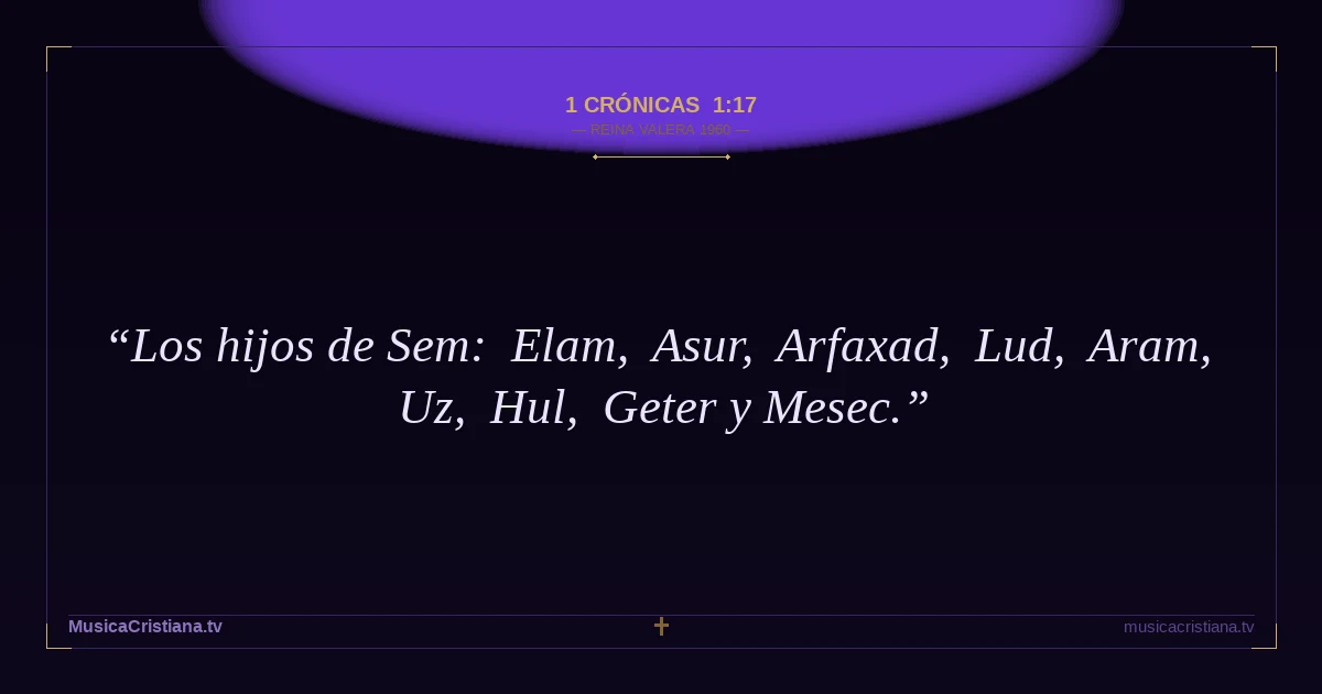 1 Crónicas 1:17 — Biblia Reina Valera 1960 — MusicaCristiana.tv
