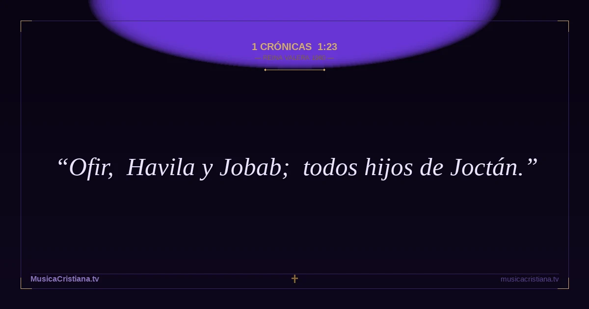1 Crónicas 1:23 — Biblia Reina Valera 1960 — MusicaCristiana.tv
