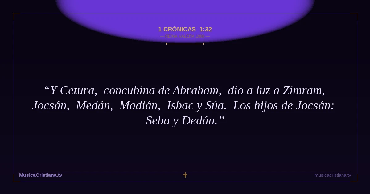 1 Crónicas 1:32 — Biblia Reina Valera 1960 — MusicaCristiana.tv