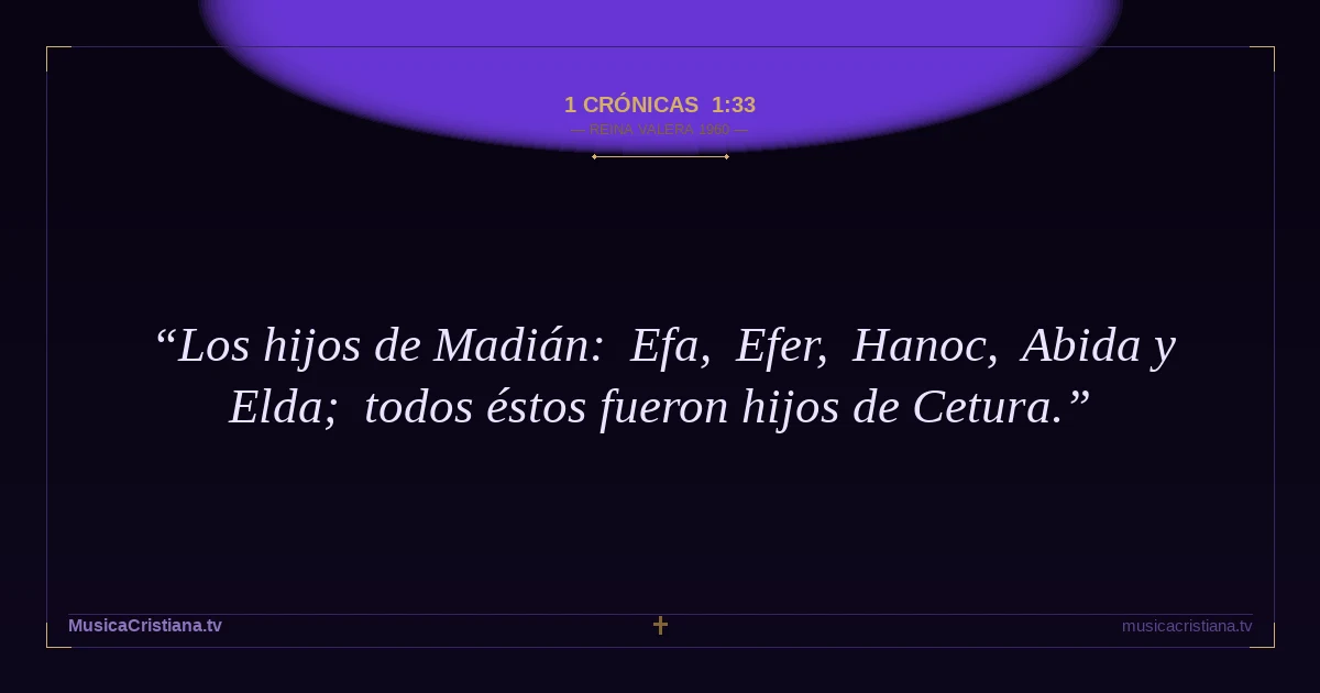 1 Crónicas 1:33 — Biblia Reina Valera 1960 — MusicaCristiana.tv