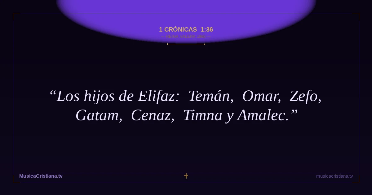 1 Crónicas 1:36 — Biblia Reina Valera 1960 — MusicaCristiana.tv