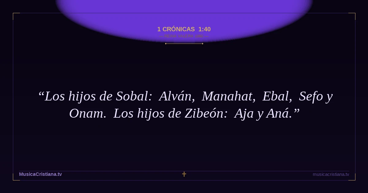 1 Crónicas 1:40 — Biblia Reina Valera 1960 — MusicaCristiana.tv