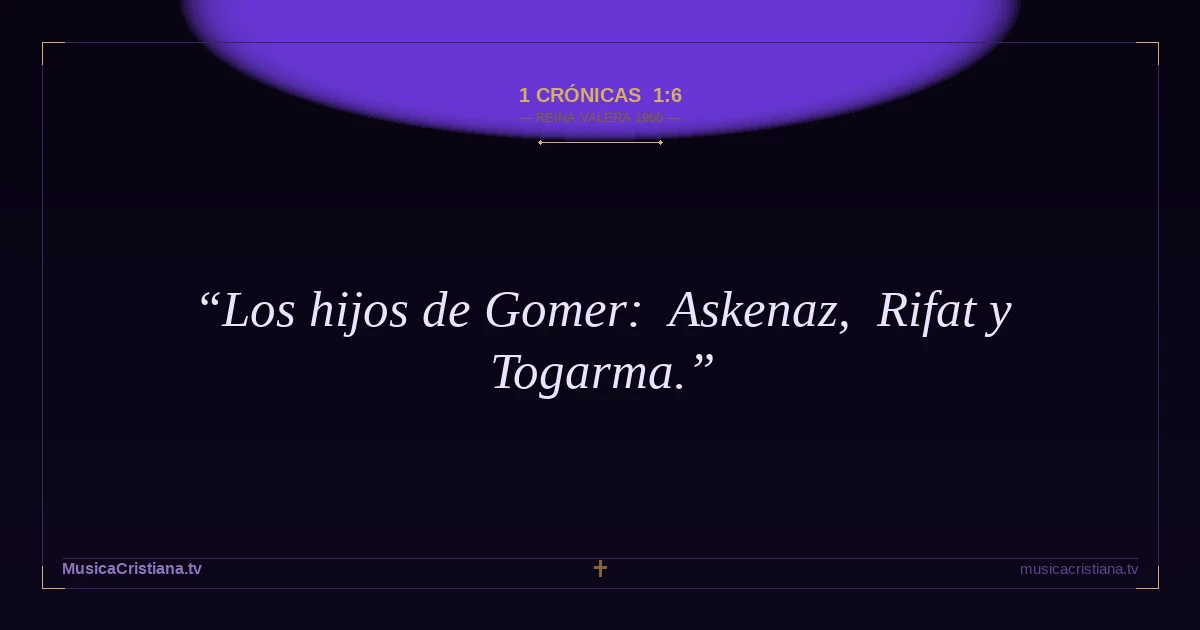 1 Crónicas 1:6 — Biblia Reina Valera 1960 — MusicaCristiana.tv