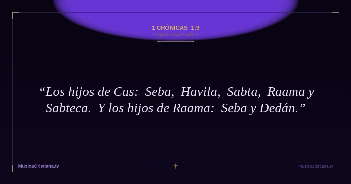 1 Crónicas 1:9 — Biblia Reina Valera 1960 — MusicaCristiana.tv