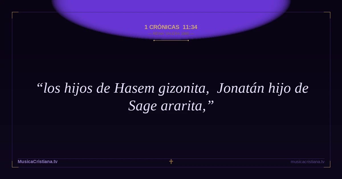 1 Crónicas 11:34 — Biblia Reina Valera 1960 — MusicaCristiana.tv