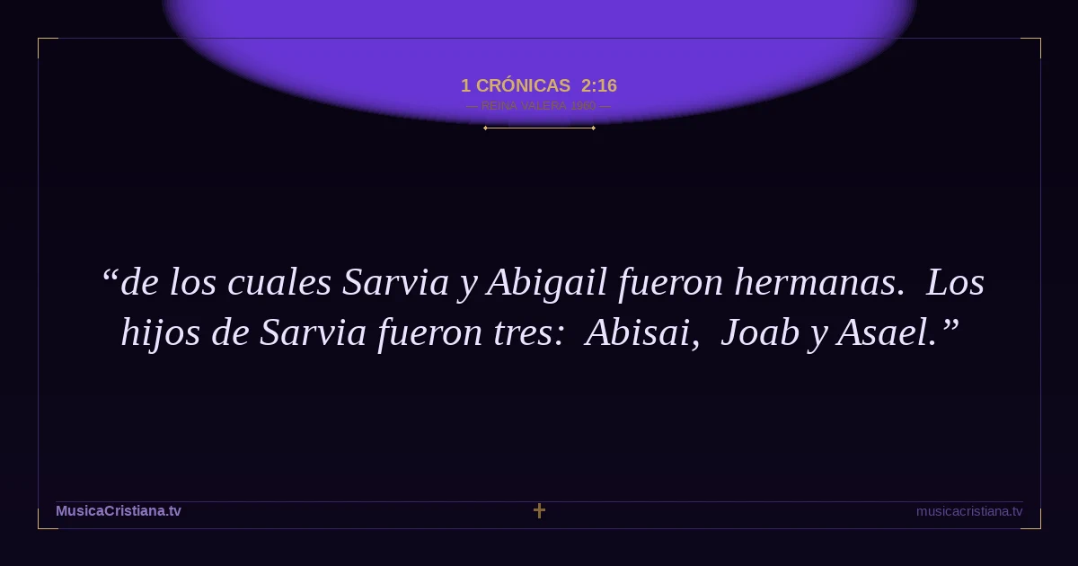 1 Crónicas 2:16 — Biblia Reina Valera 1960 — MusicaCristiana.tv
