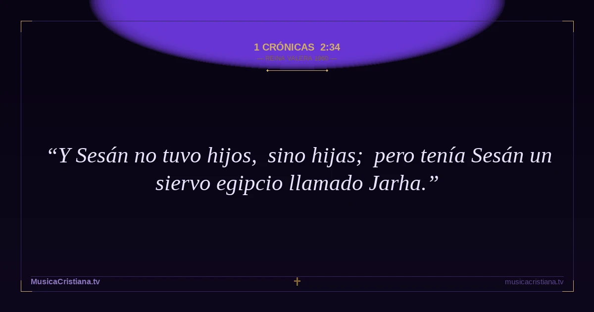 1 Crónicas 2:34 — Biblia Reina Valera 1960 — MusicaCristiana.tv