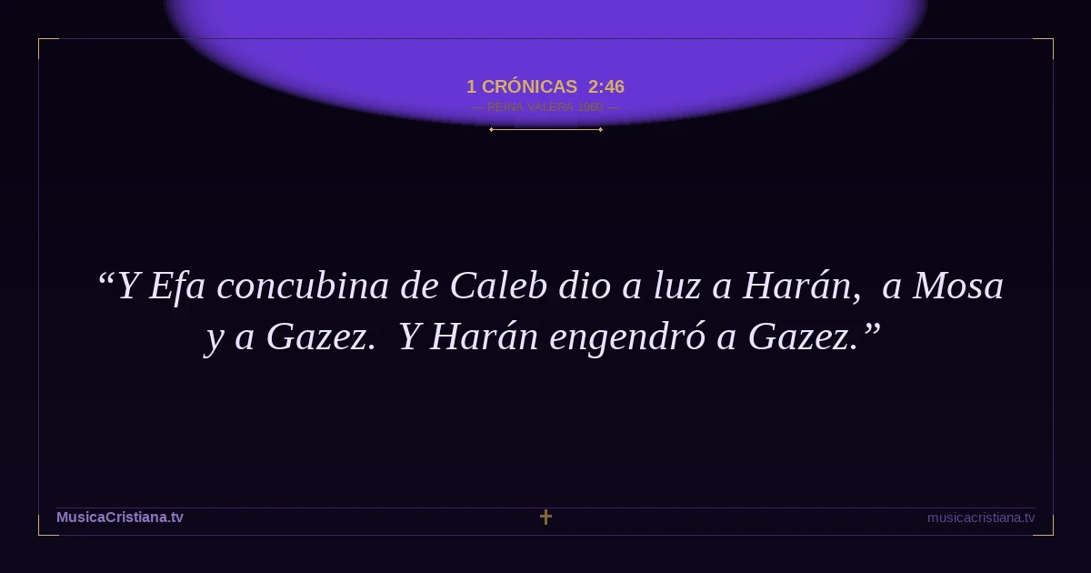 1 Crónicas 2:46 — Biblia Reina Valera 1960 — MusicaCristiana.tv