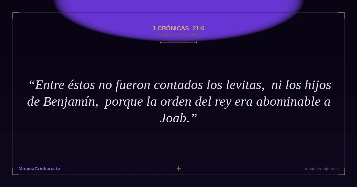 1 Crónicas 21:6 — Biblia Reina Valera 1960 — MusicaCristiana.tv