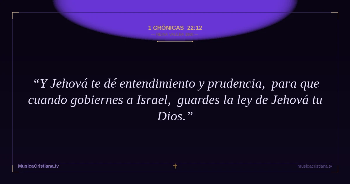 1 Crónicas 22:12 — Biblia Reina Valera 1960 — MusicaCristiana.tv