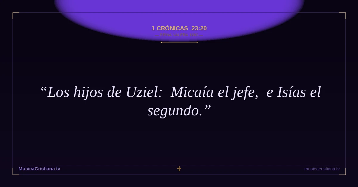 1 Crónicas 23:20 — Biblia Reina Valera 1960 — MusicaCristiana.tv