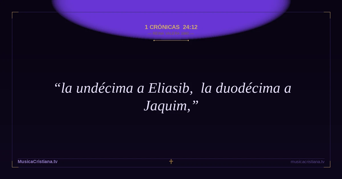 1 Crónicas 24:12 — Biblia Reina Valera 1960 — MusicaCristiana.tv