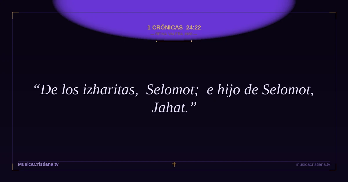 1 Crónicas 24:22 — Biblia Reina Valera 1960 — MusicaCristiana.tv