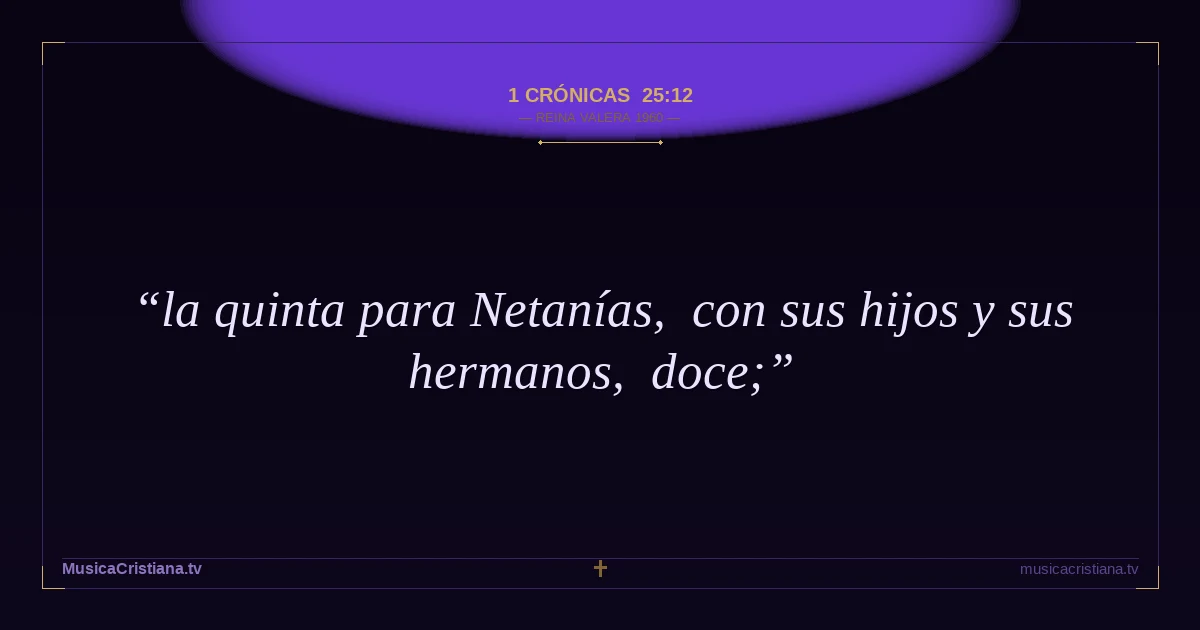 1 Crónicas 25:12 — Biblia Reina Valera 1960 — MusicaCristiana.tv