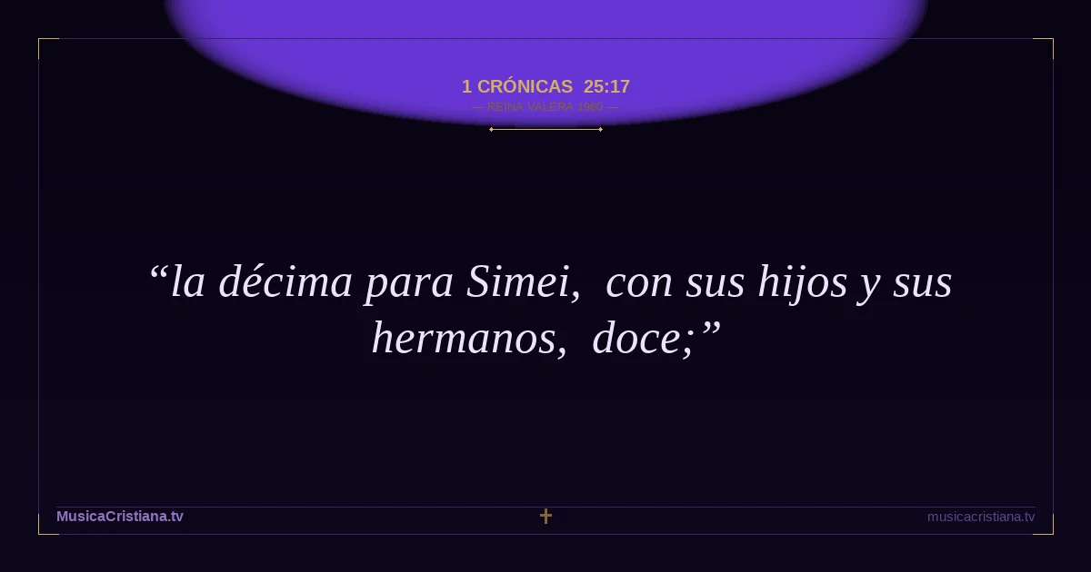 1 Crónicas 25:17 — Biblia Reina Valera 1960 — MusicaCristiana.tv