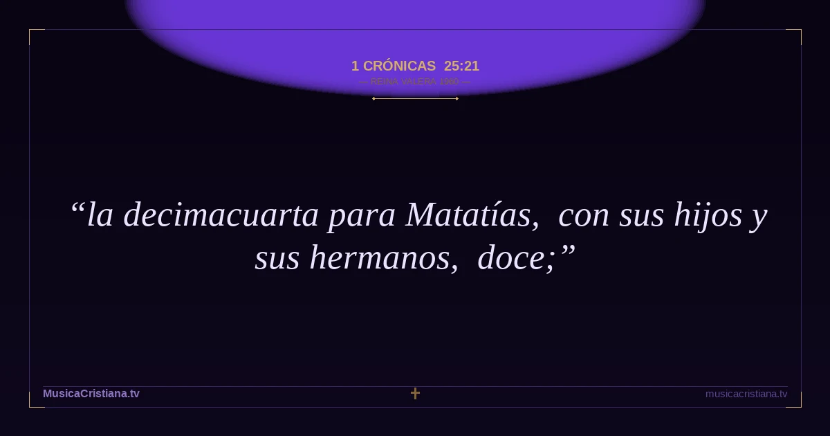 1 Crónicas 25:21 — Biblia Reina Valera 1960 — MusicaCristiana.tv