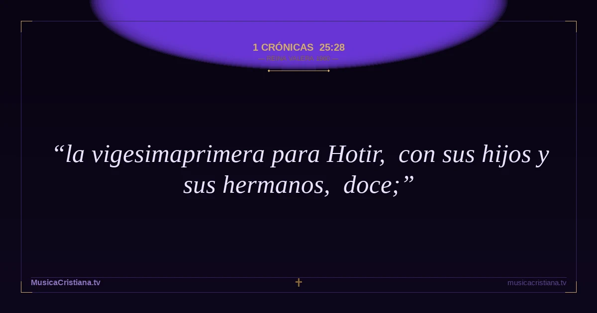 1 Crónicas 25:28 — Biblia Reina Valera 1960 — MusicaCristiana.tv