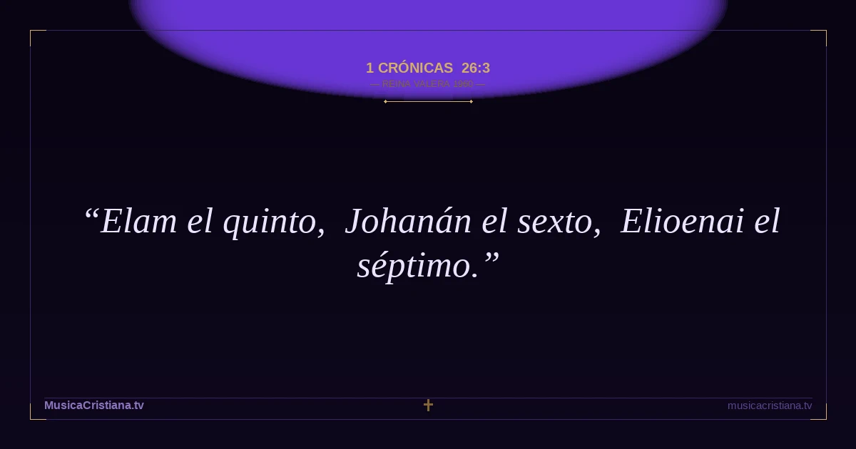 1 Crónicas 26:3 — Biblia Reina Valera 1960 — MusicaCristiana.tv