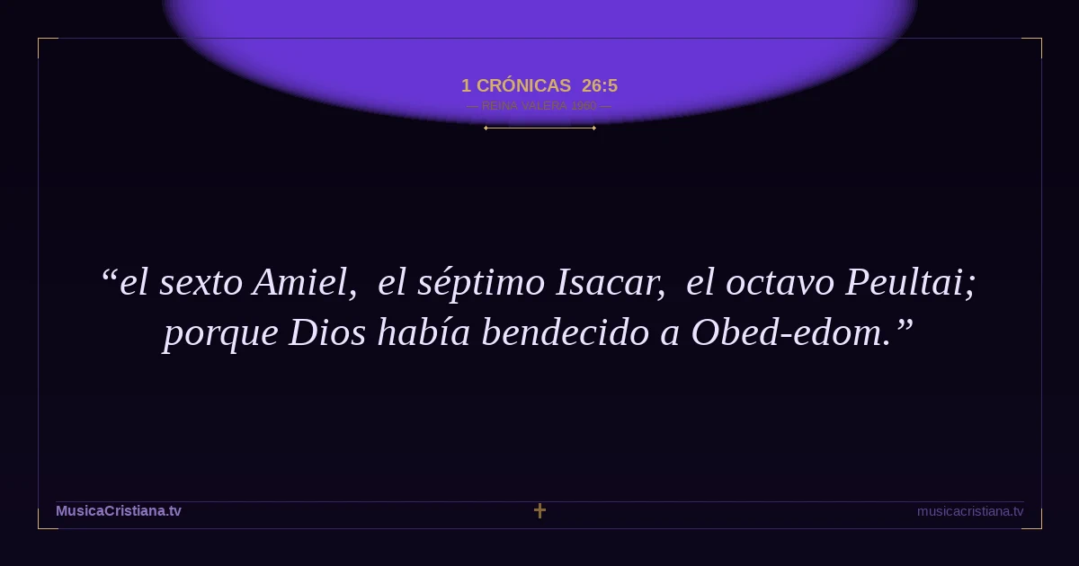 1 Crónicas 26:5 — Biblia Reina Valera 1960 — MusicaCristiana.tv