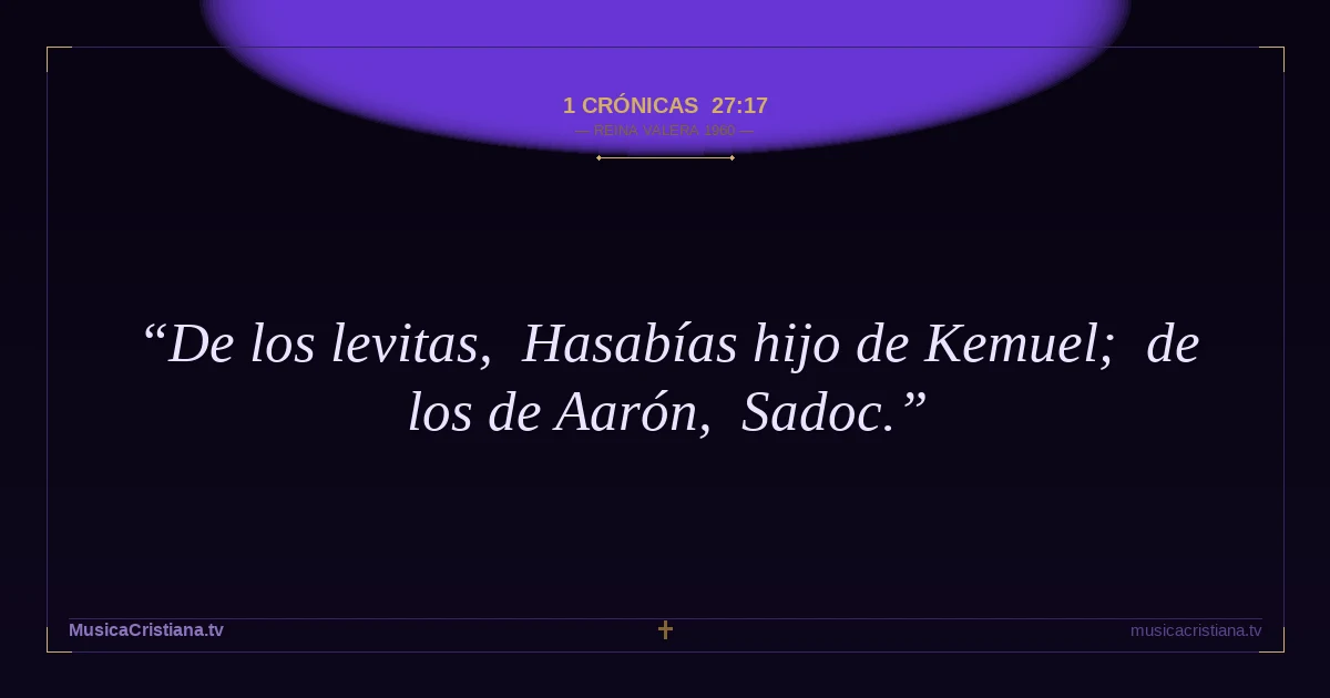 1 Crónicas 27:17 — Biblia Reina Valera 1960 — MusicaCristiana.tv