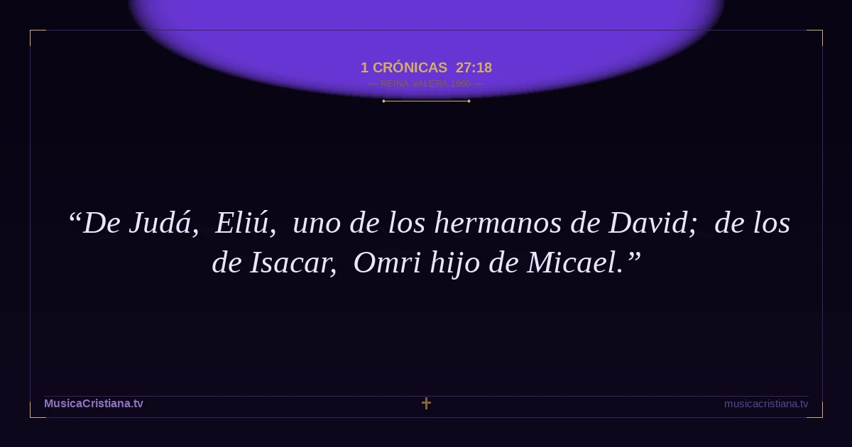 1 Crónicas 27:18 — Biblia Reina Valera 1960 — MusicaCristiana.tv