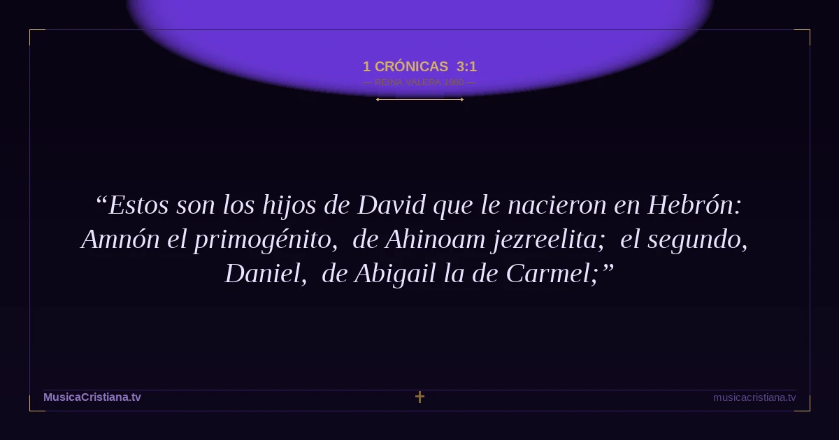 1 Crónicas 3:1 — Biblia Reina Valera 1960 — MusicaCristiana.tv