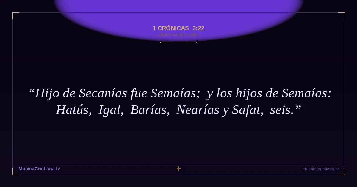 1 Crónicas 3:22 — Biblia Reina Valera 1960 — MusicaCristiana.tv