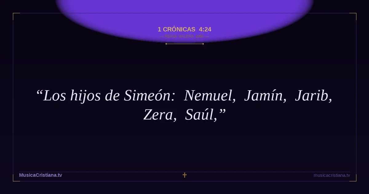 1 Crónicas 4:24 — Biblia Reina Valera 1960 — MusicaCristiana.tv