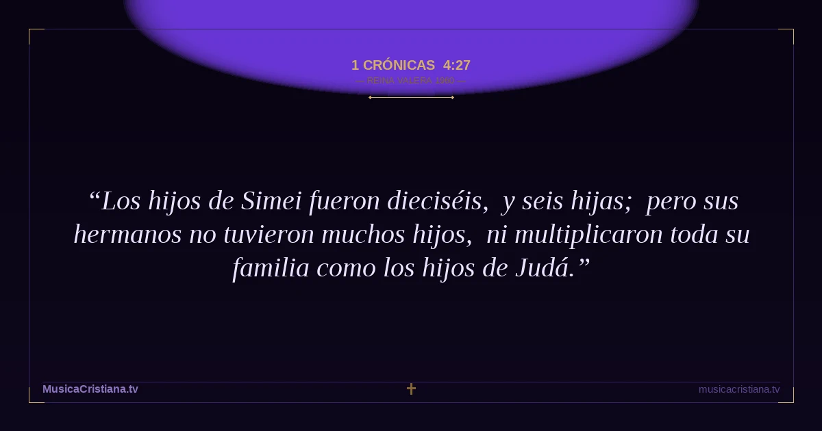 1 Crónicas 4:27 — Biblia Reina Valera 1960 — MusicaCristiana.tv