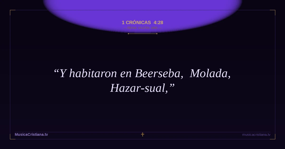 1 Crónicas 4:28 — Biblia Reina Valera 1960 — MusicaCristiana.tv