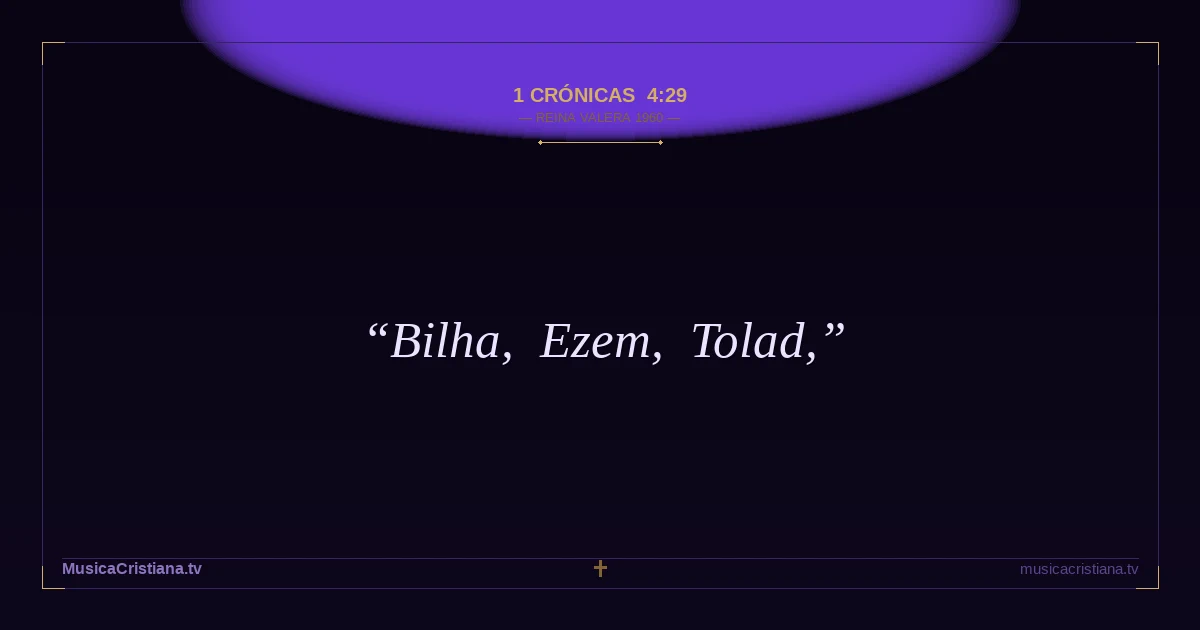 1 Crónicas 4:29 — Biblia Reina Valera 1960 — MusicaCristiana.tv