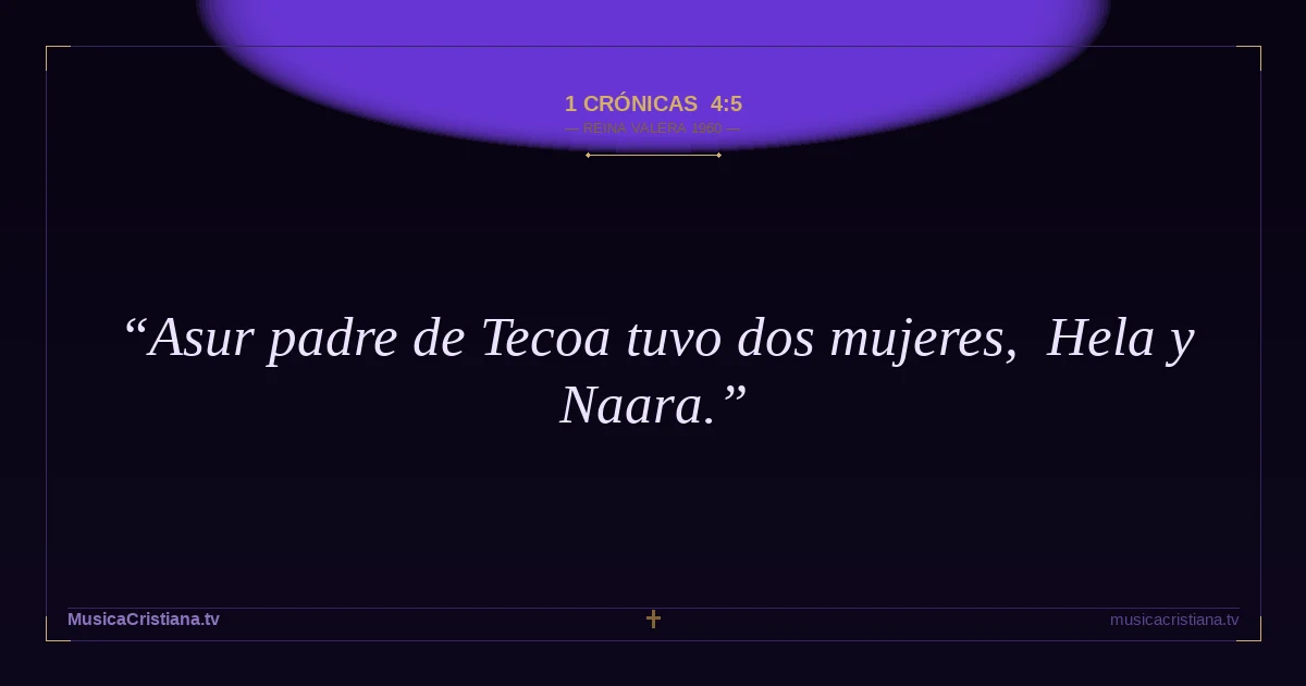 1 Crónicas 4:5 — Biblia Reina Valera 1960 — MusicaCristiana.tv