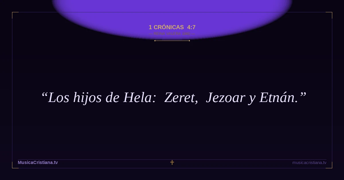 1 Crónicas 4:7 — Biblia Reina Valera 1960 — MusicaCristiana.tv