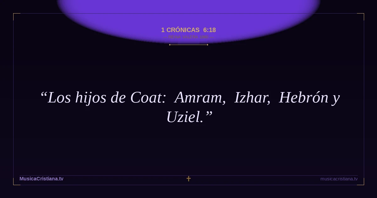 1 Crónicas 6:18 — Biblia Reina Valera 1960 — MusicaCristiana.tv
