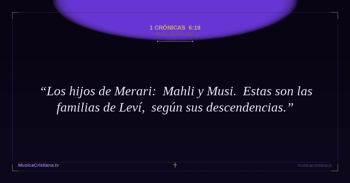 1 Crónicas 6:19 — Biblia Reina Valera 1960 — MusicaCristiana.tv