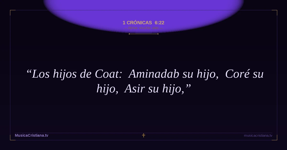 1 Crónicas 6:22 — Biblia Reina Valera 1960 — MusicaCristiana.tv