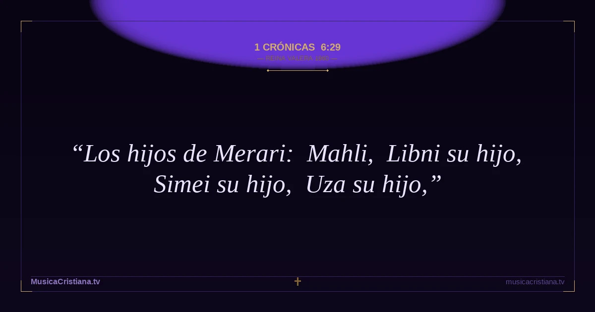 1 Crónicas 6:29 — Biblia Reina Valera 1960 — MusicaCristiana.tv