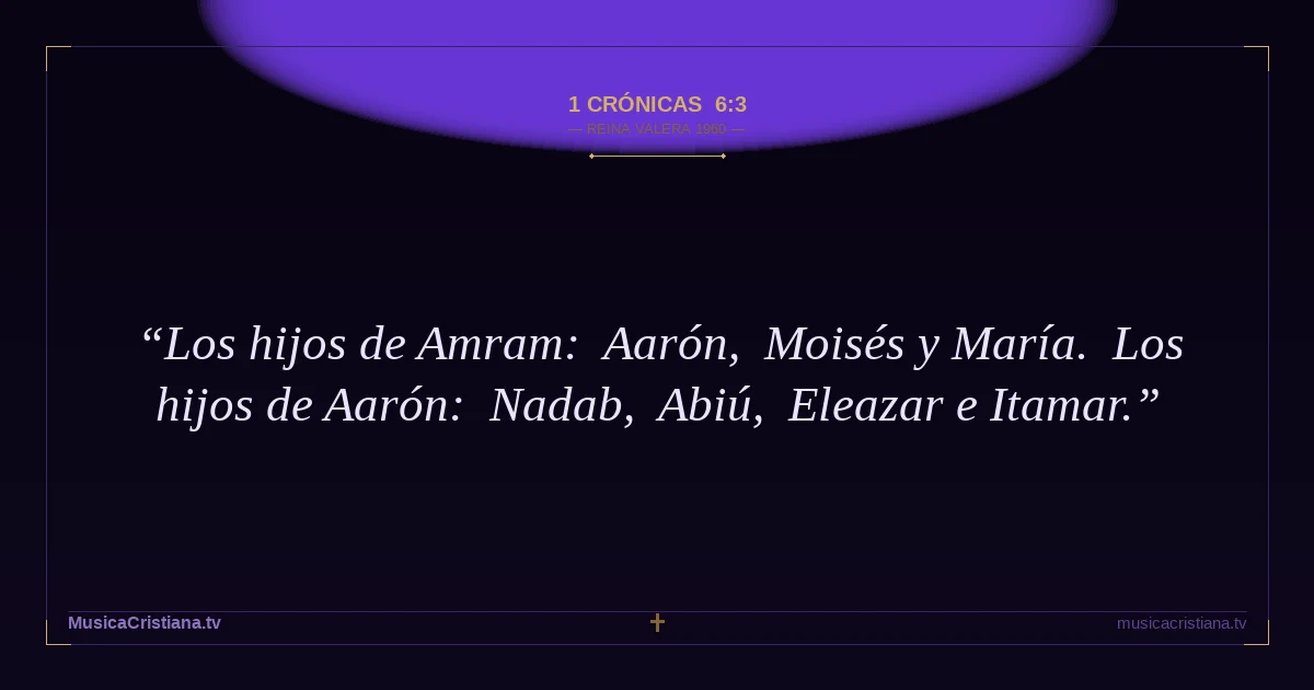 1 Crónicas 6:3 — Biblia Reina Valera 1960 — MusicaCristiana.tv