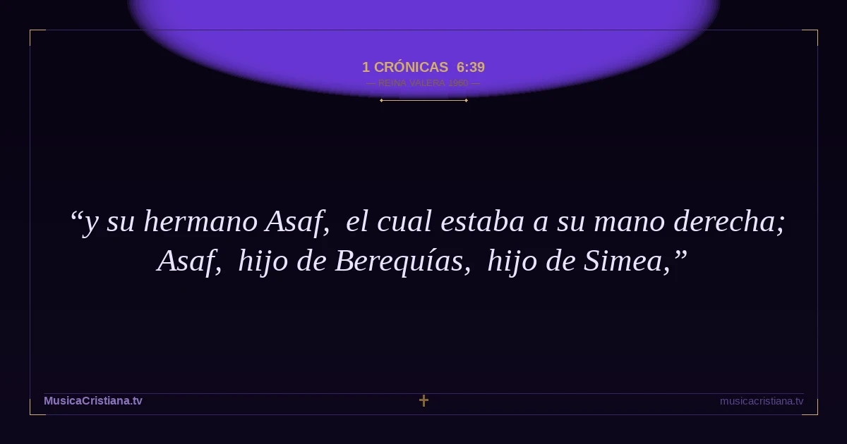 1 Crónicas 6:39 — Biblia Reina Valera 1960 — MusicaCristiana.tv