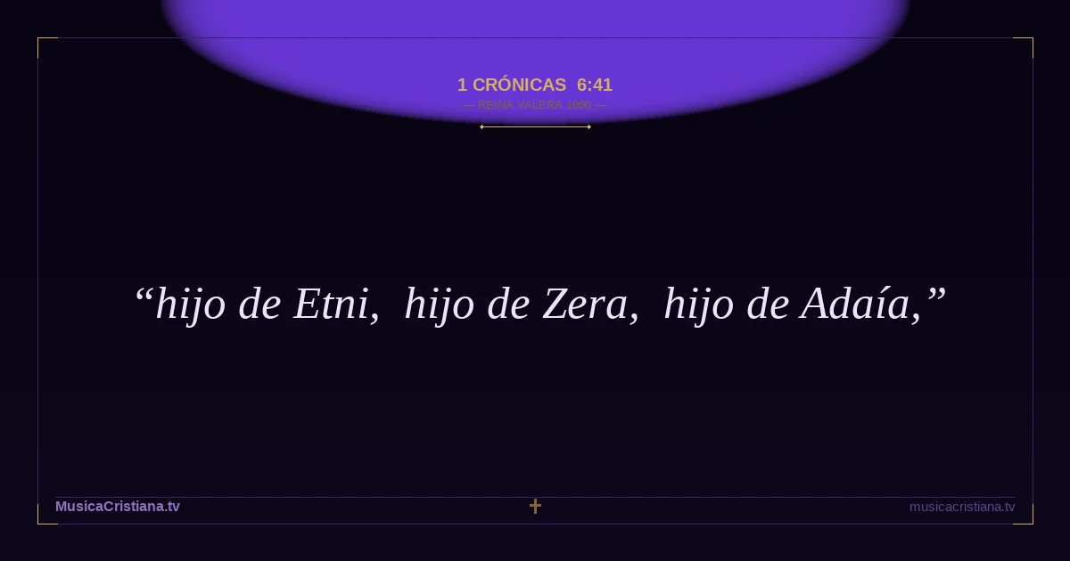 1 Crónicas 6:41 — Biblia Reina Valera 1960 — MusicaCristiana.tv