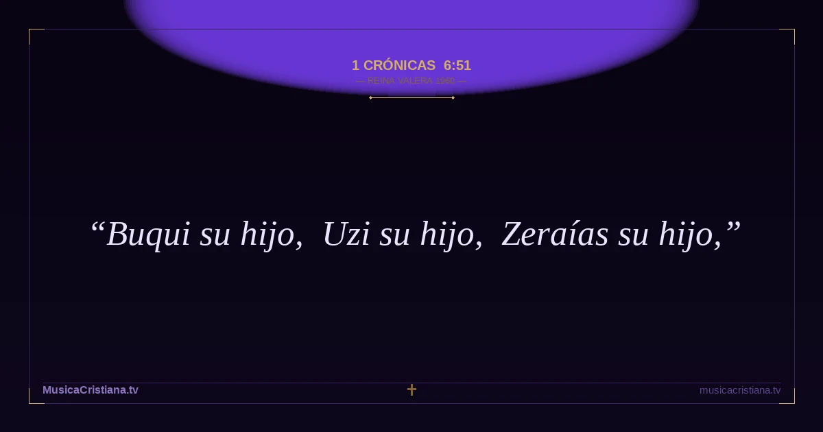 1 Crónicas 6:51 — Biblia Reina Valera 1960 — MusicaCristiana.tv