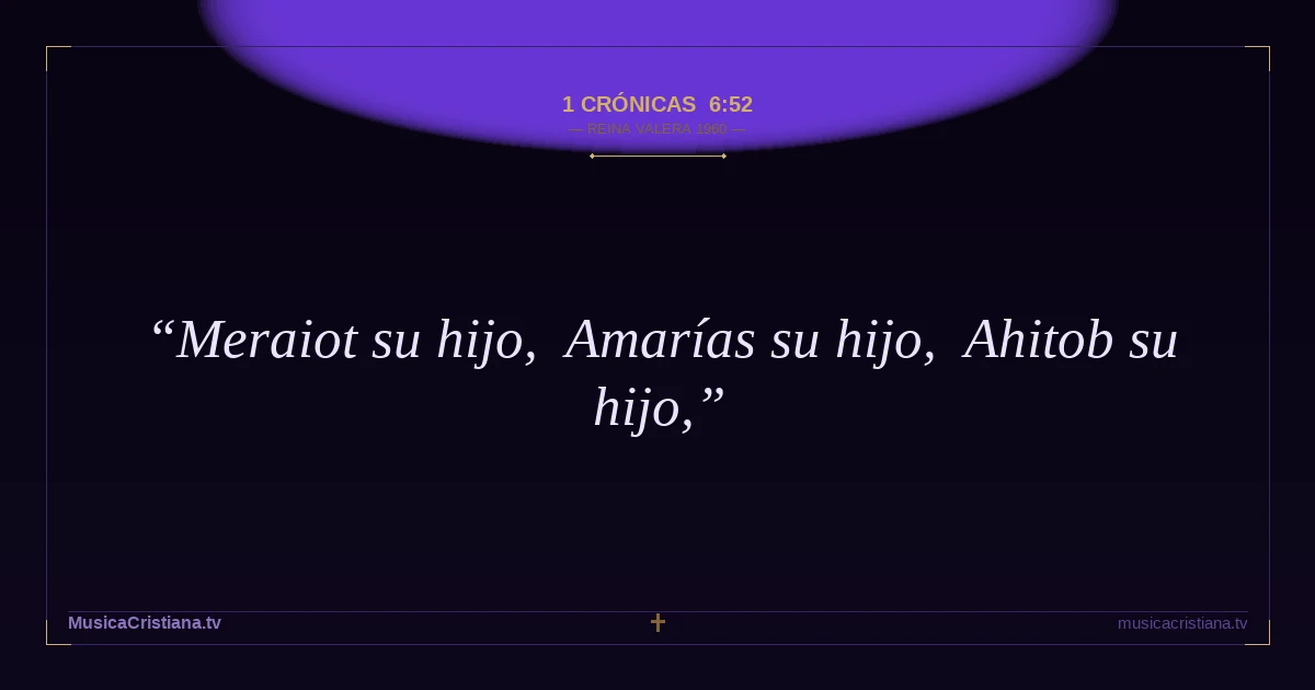 1 Crónicas 6:52 — Biblia Reina Valera 1960 — MusicaCristiana.tv