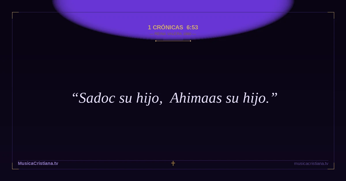 1 Crónicas 6:53 — Biblia Reina Valera 1960 — MusicaCristiana.tv