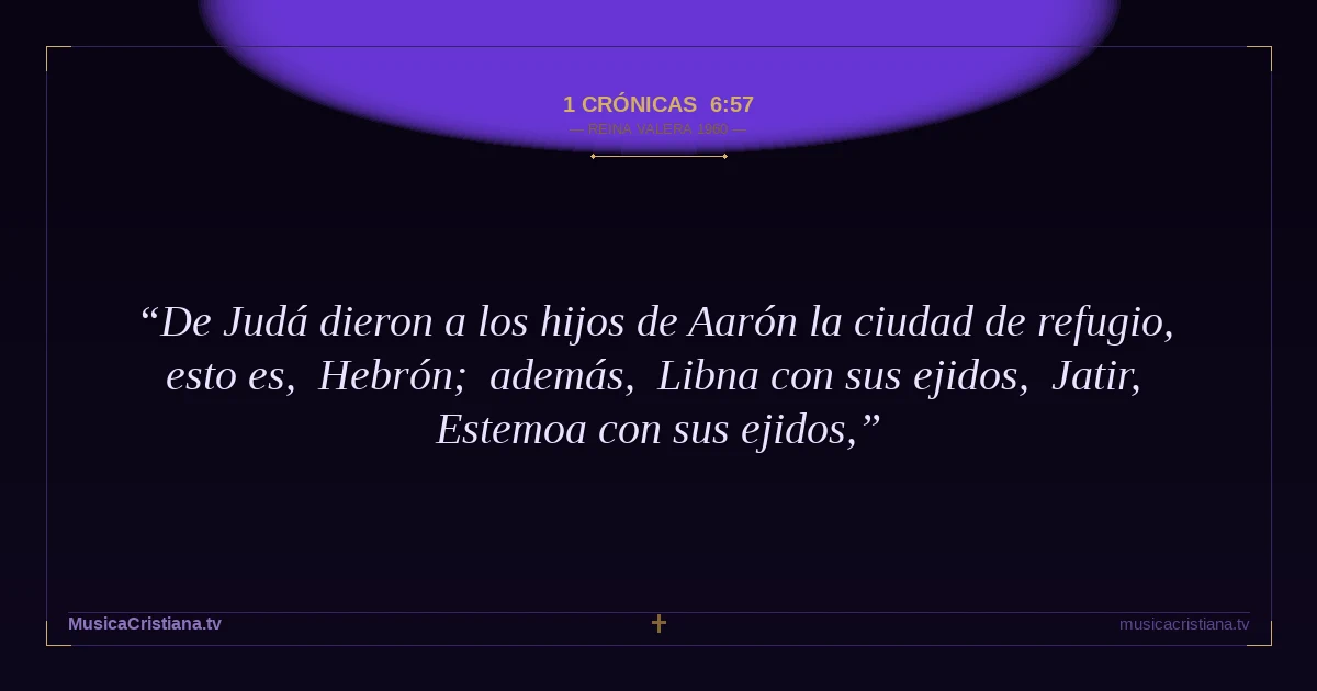 1 Crónicas 6:57 — Biblia Reina Valera 1960 — MusicaCristiana.tv