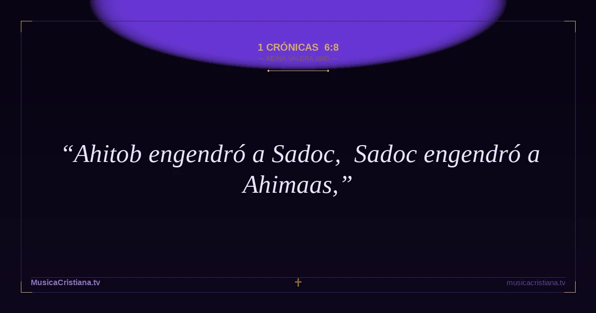 1 Crónicas 6:8 — Biblia Reina Valera 1960 — MusicaCristiana.tv