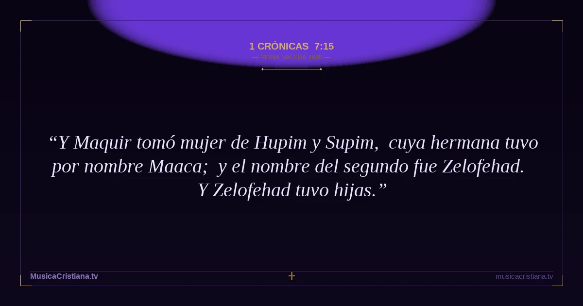 1 Crónicas 7:15 — Biblia Reina Valera 1960 — MusicaCristiana.tv