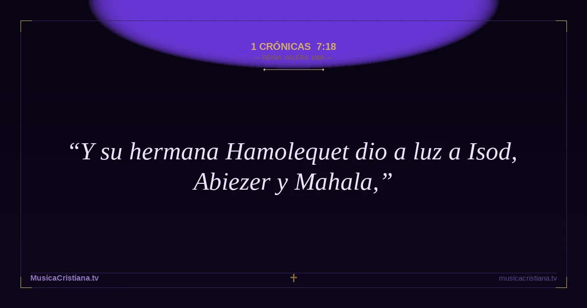 1 Crónicas 7:18 — Biblia Reina Valera 1960 — MusicaCristiana.tv