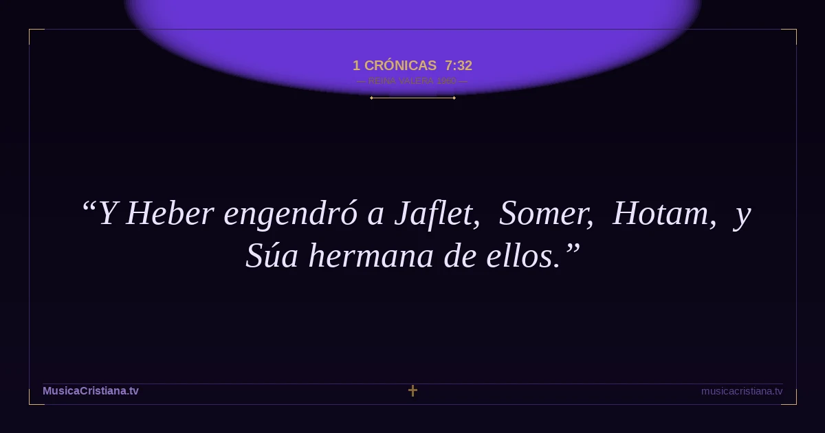 1 Crónicas 7:32 — Biblia Reina Valera 1960 — MusicaCristiana.tv