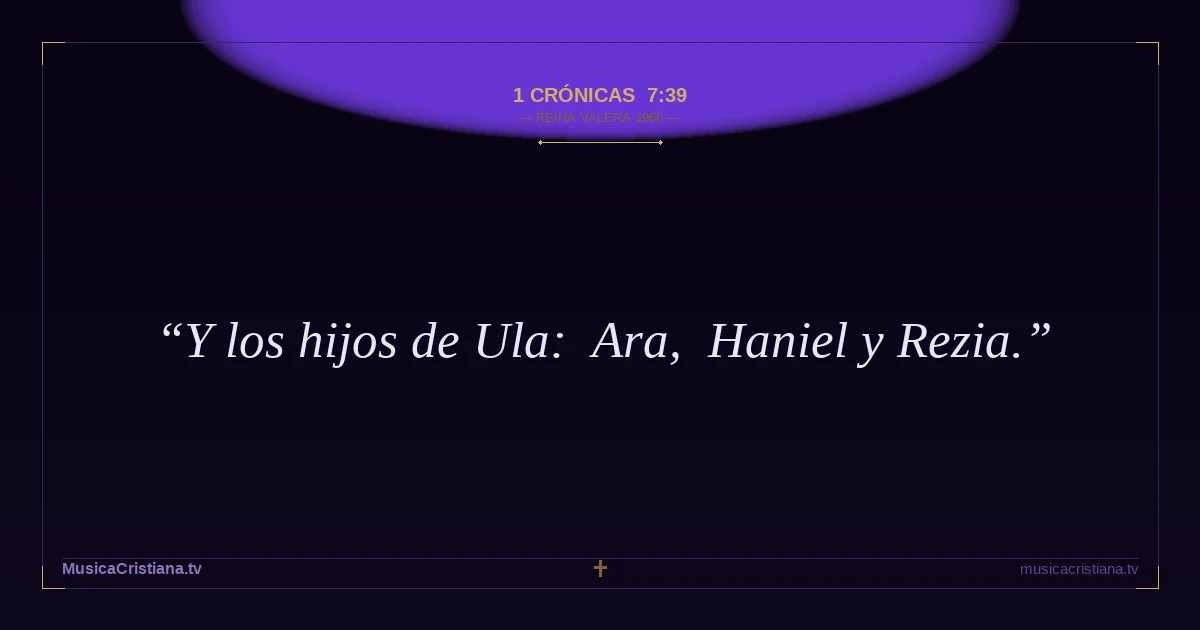 1 Crónicas 7:39 — Biblia Reina Valera 1960 — MusicaCristiana.tv